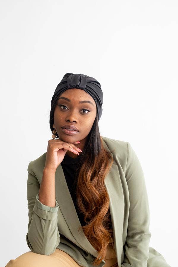 Sort All Silk Turban - Sort for engroshandel på Faire1