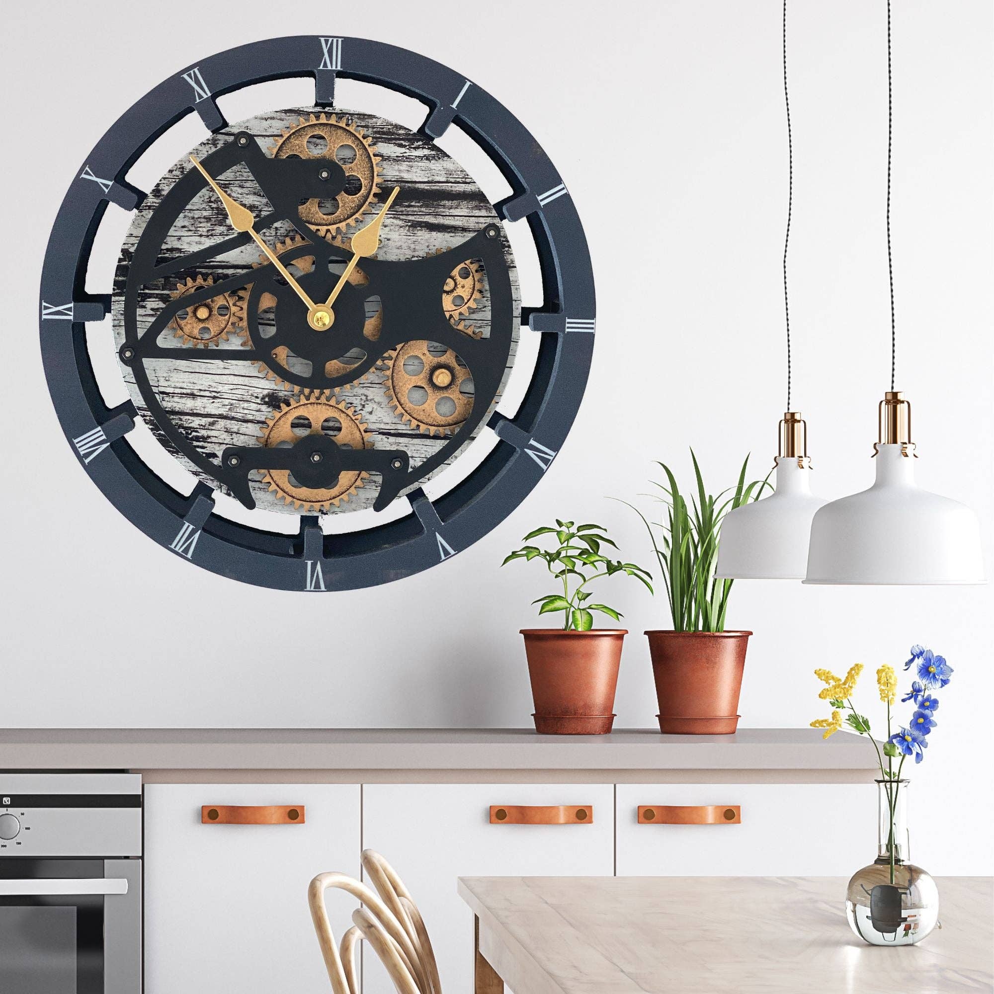 The Gears Clock - Wholesale Wall Clock - CANADA LINE WALL-DESK CLOCK 16 INCH GREY&WHITE10