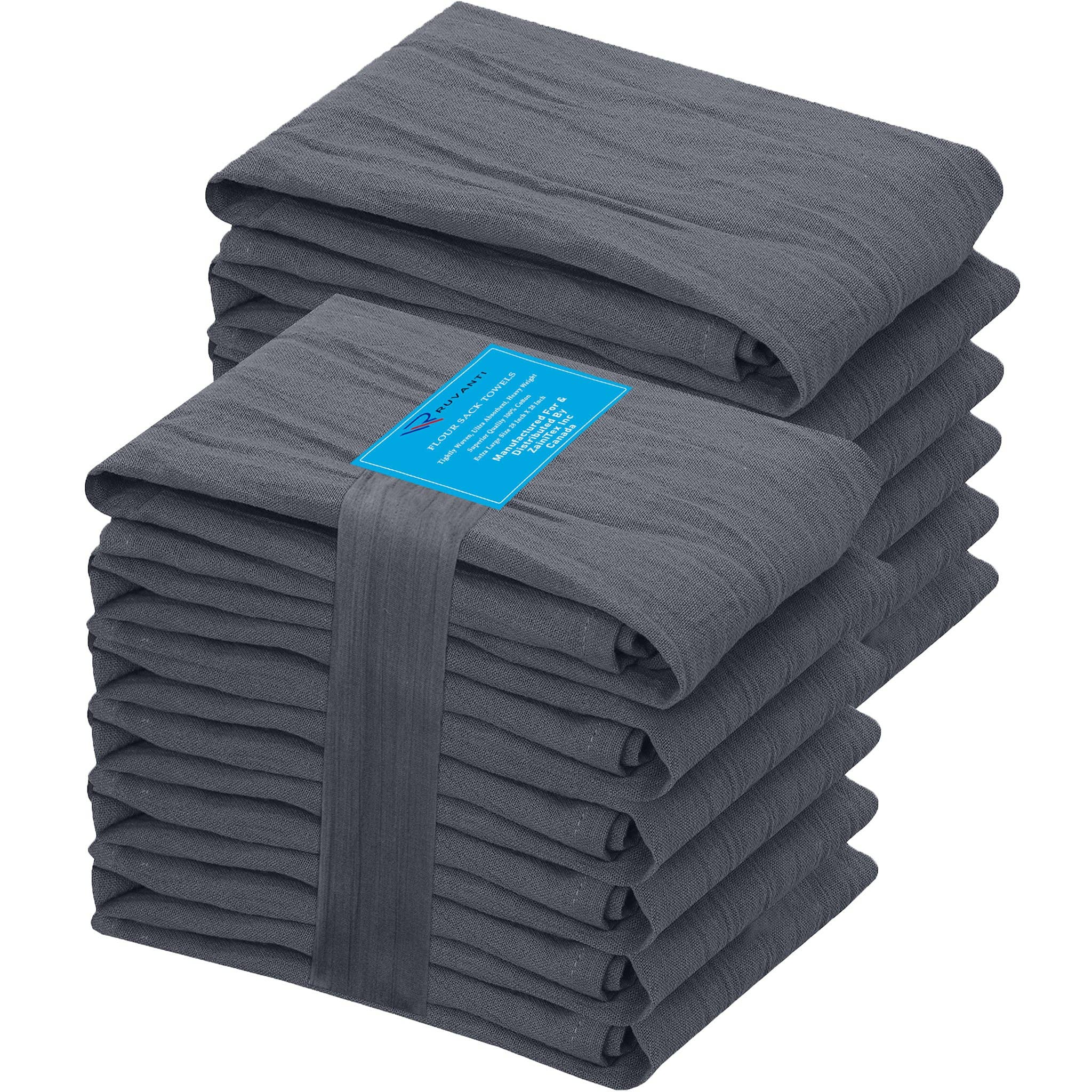 Ruvanti - Wholesale Tea Towel - 12-Pack Flour Sack Dish Towels, 100% Cotton, 28x28 Inches10