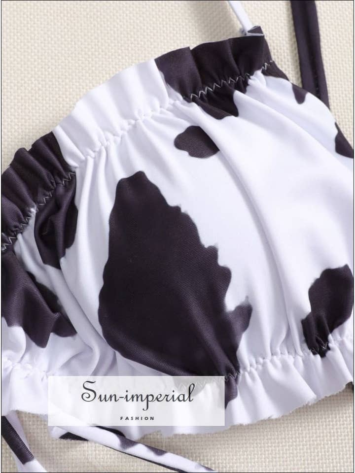 Sun Imperial – wholesale Tvådelad baddräkt - Dam – Kvinnor Leopardmönstrad Veckad Baddräkt med slips sidan och3