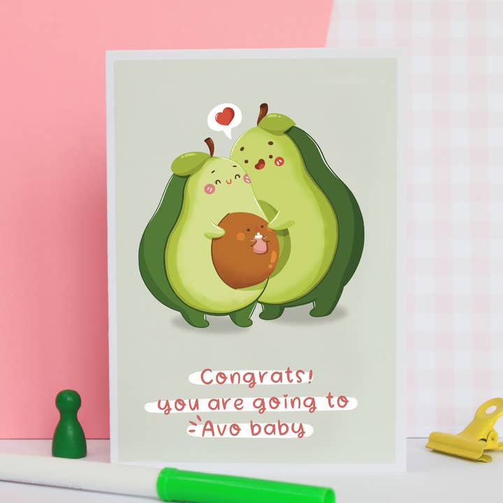 Planet612 – Großhandel Babykarte – Lustige Avocado-Schwangerschaftskarte, Babyparty-Karte