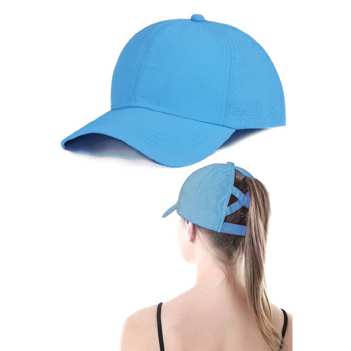42POPS - Wholesale Baseball cap – Women's - ..0806 Criss Cross Ponytail Baseball Cap Mesh side SI-285497