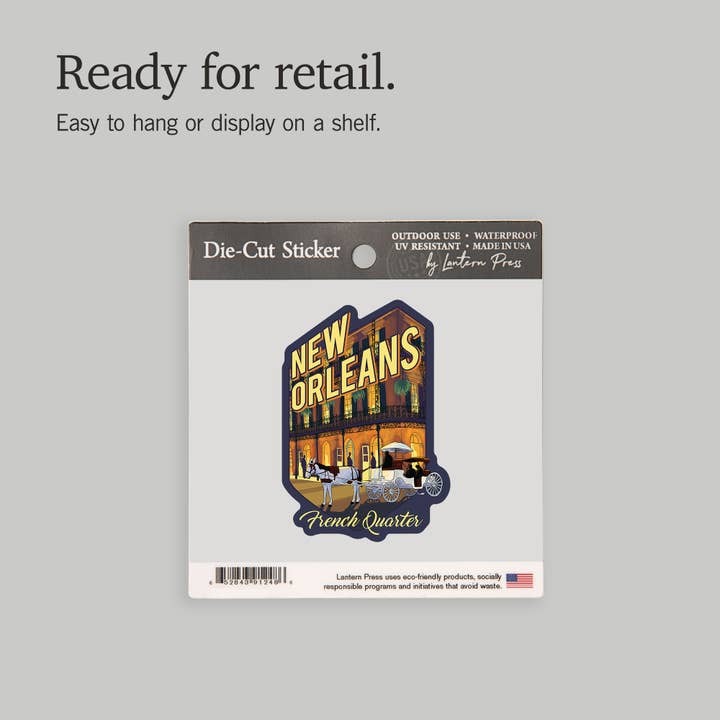 Lantern Press - Wholesale Sticker - STICKER New Orleans, Louisiana, French Quarter, Alt6