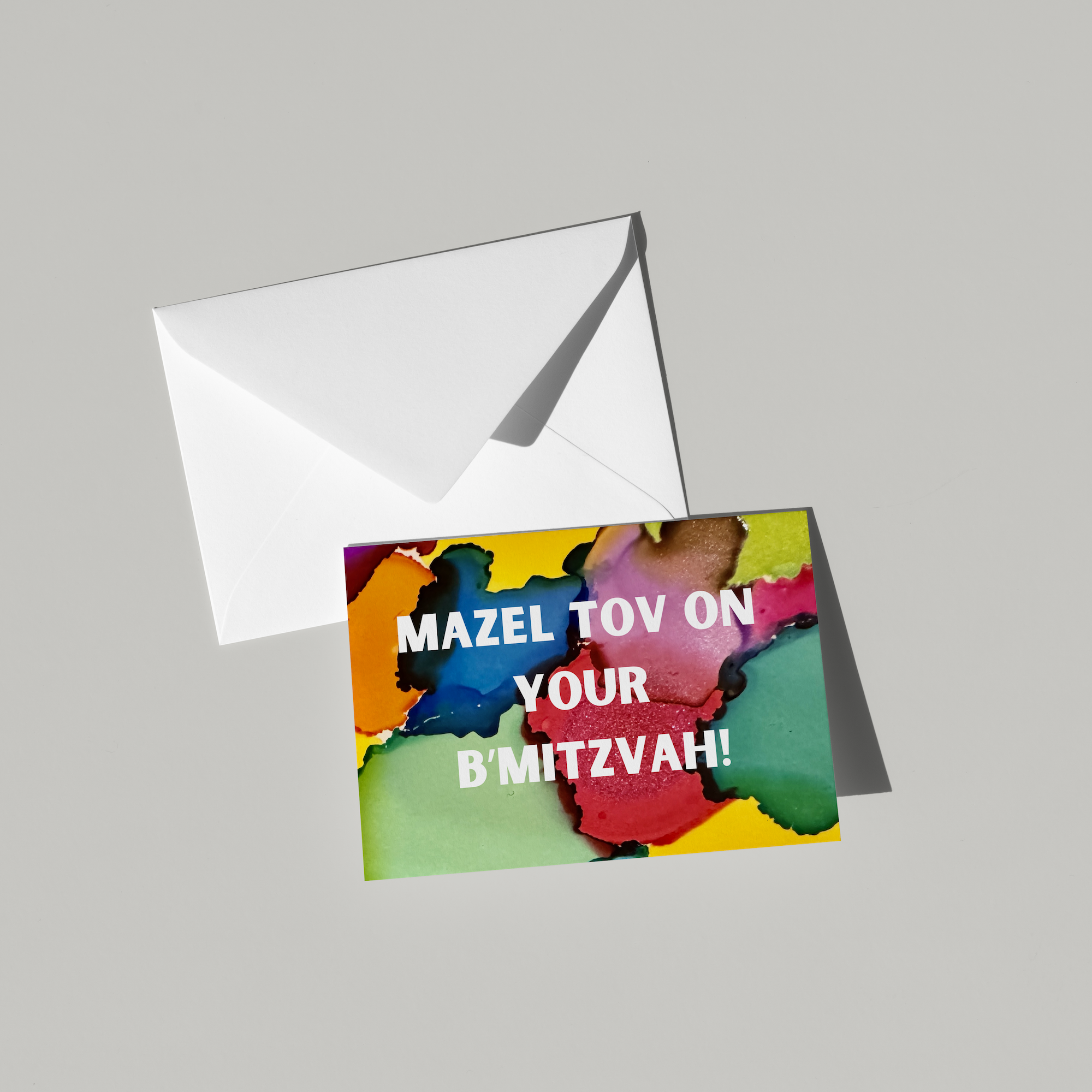 AbstractbyRabrams – wholesale Congratulations card – Mazel Tov Card on B'Mitzvah 6"x4" - 100% PCW - Rainbow0