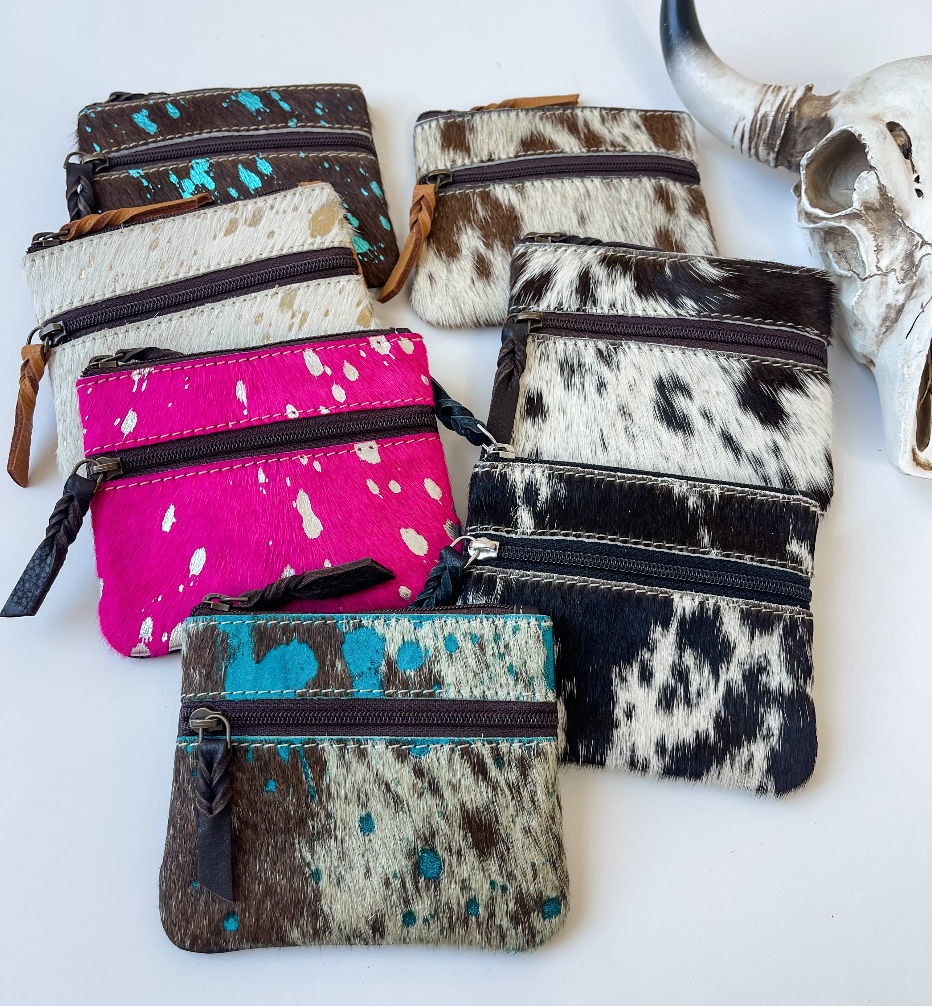 Boho Ranch Shop - Vente Porte-monnaie – femme - Pochette à monnaie Western en peau de vache4