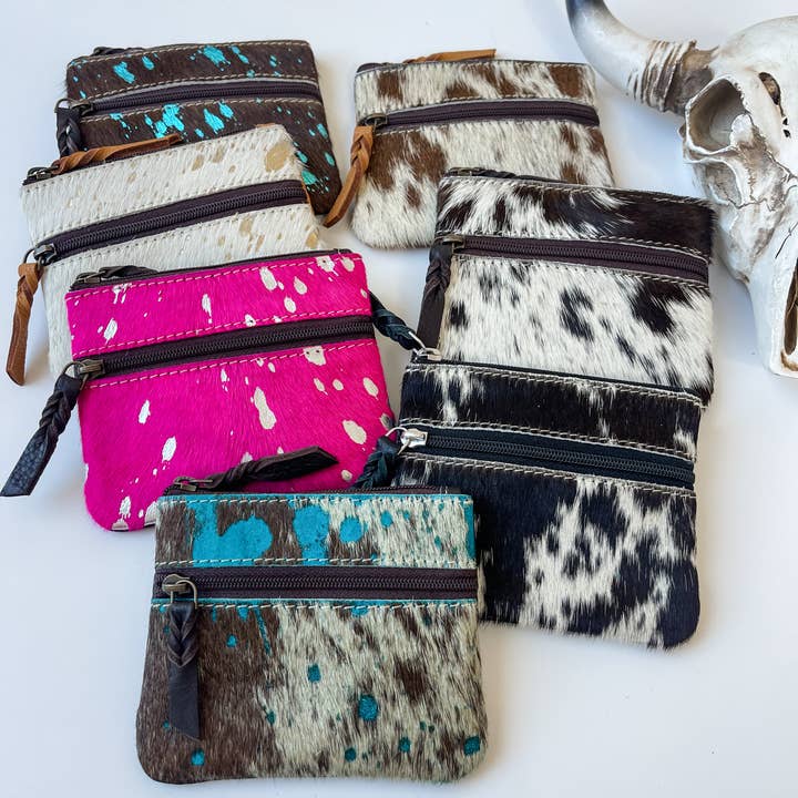 Boho Ranch Shop - Vente Porte-monnaie – femme - Pochette à monnaie Western en peau de vache4