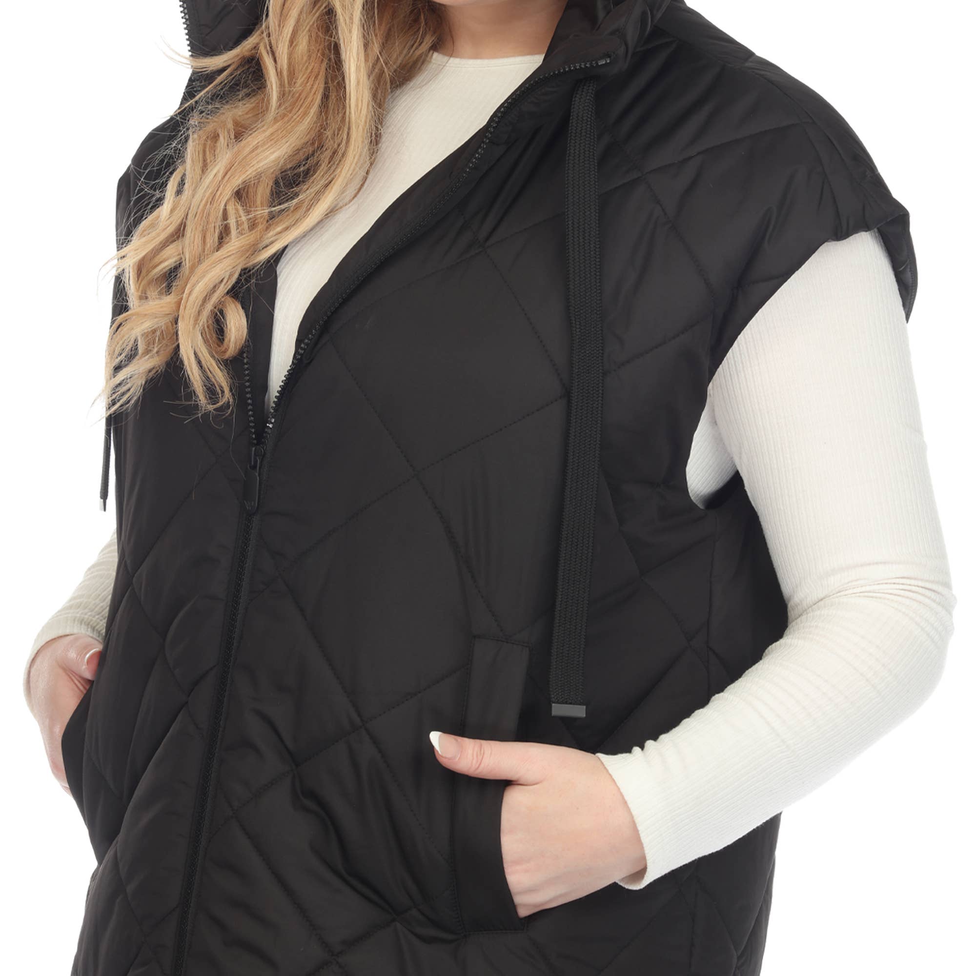 WHITE MARK - Wholesale Outerwear Vest - Women's - Plus Size Diamond Quilted Hooded Puffer Vest18