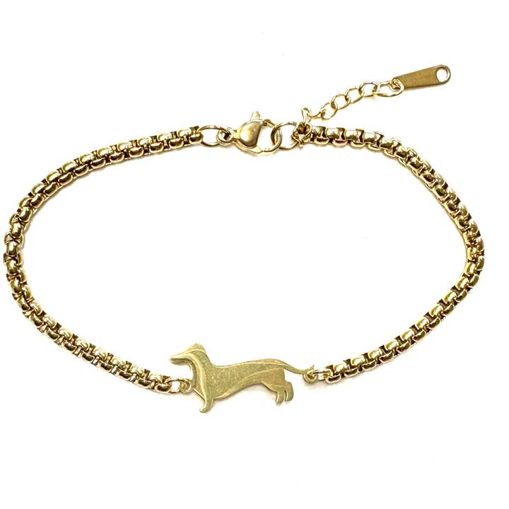Dachshund Bracelet gold for wholesale by Chic Le Freak