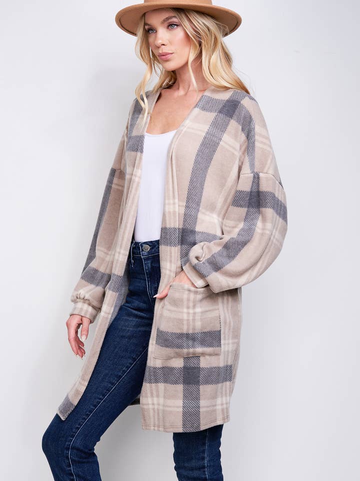 Phil Love - Wholesale Kimono - Women's - T872F02 - Preppy Plaid Loose-Fit Women's Kimono Cardigan34