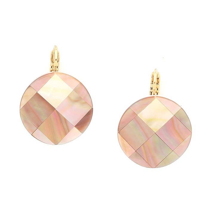 SAN LAZZARO brincos com fecho dormeuse redondos madrepérola bru por atacado de Nature Bijoux