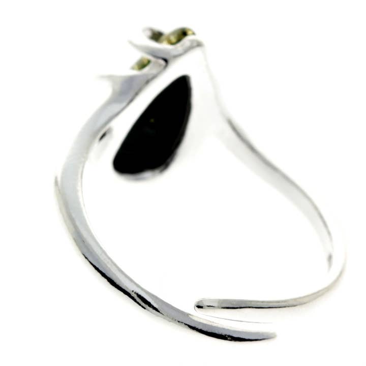 SilverAmber Jewellery - Wholesale Cocktail/Statement Ring - 925 Sterling Silver & Genuine Baltic Amber Modern Adjustable Ring - GL7266