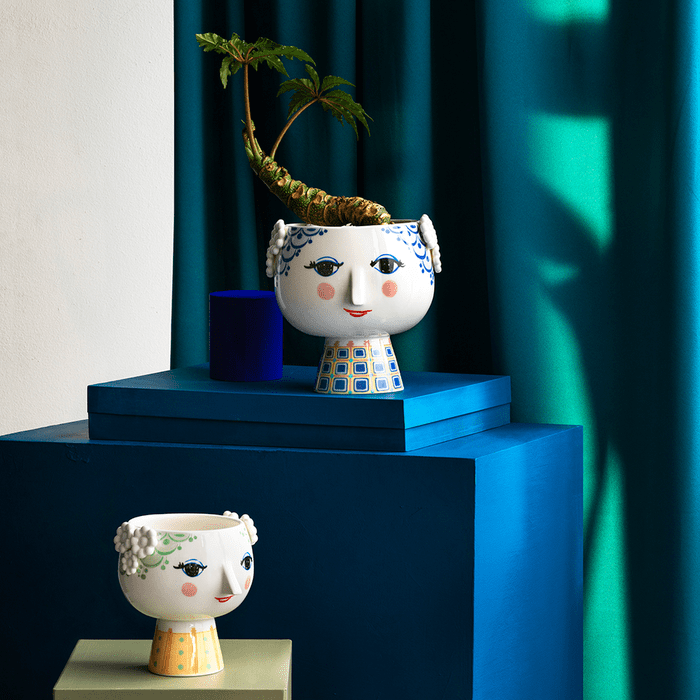 Danish Design Collective - Wholesale Plant Pot - Bjørn Wiinblad - Eva - 8.3" Short Base 3D Plant Pot - Blue6