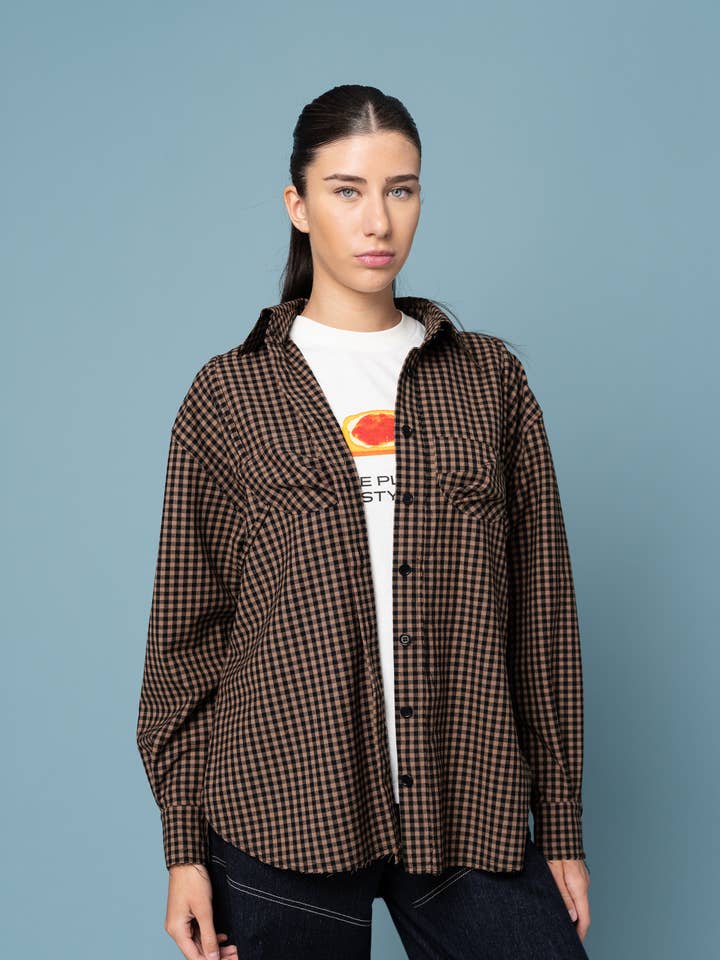 'Bra' checked shirt for wholesale by FUTURE PLANET OF STYLE