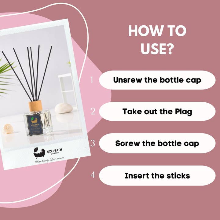 Eco Bath London - Wholesale Reed Diffuser - Eco Bath London Cotton Fresh Reed Diffuser 100ml (3.38 Fl.Oz) - Luxurious Calming Reed Diffuser for Home Fragrance6