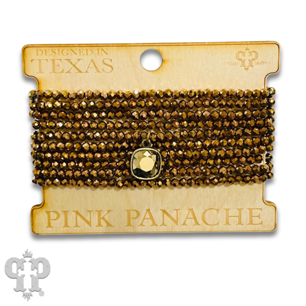 Pink Panache Brands - Wholesale Beaded Bracelet - Faceted small bead bracelet set with Austrian crystal - LC19