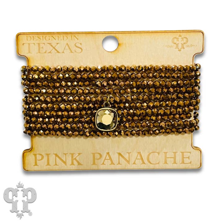 Pink Panache Brands - Wholesale Beaded Bracelet - Faceted small bead bracelet set with Austrian crystal - LC19