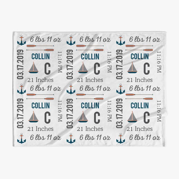 30 x 40 Segelbåtar Personligt namn Babyfilt för wholesale av Monogramonline Inc.