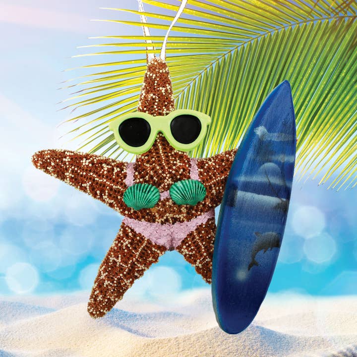 California Seashell Company - Wholesale Ornament - Surfer Girl Sugar Starfish Ornament