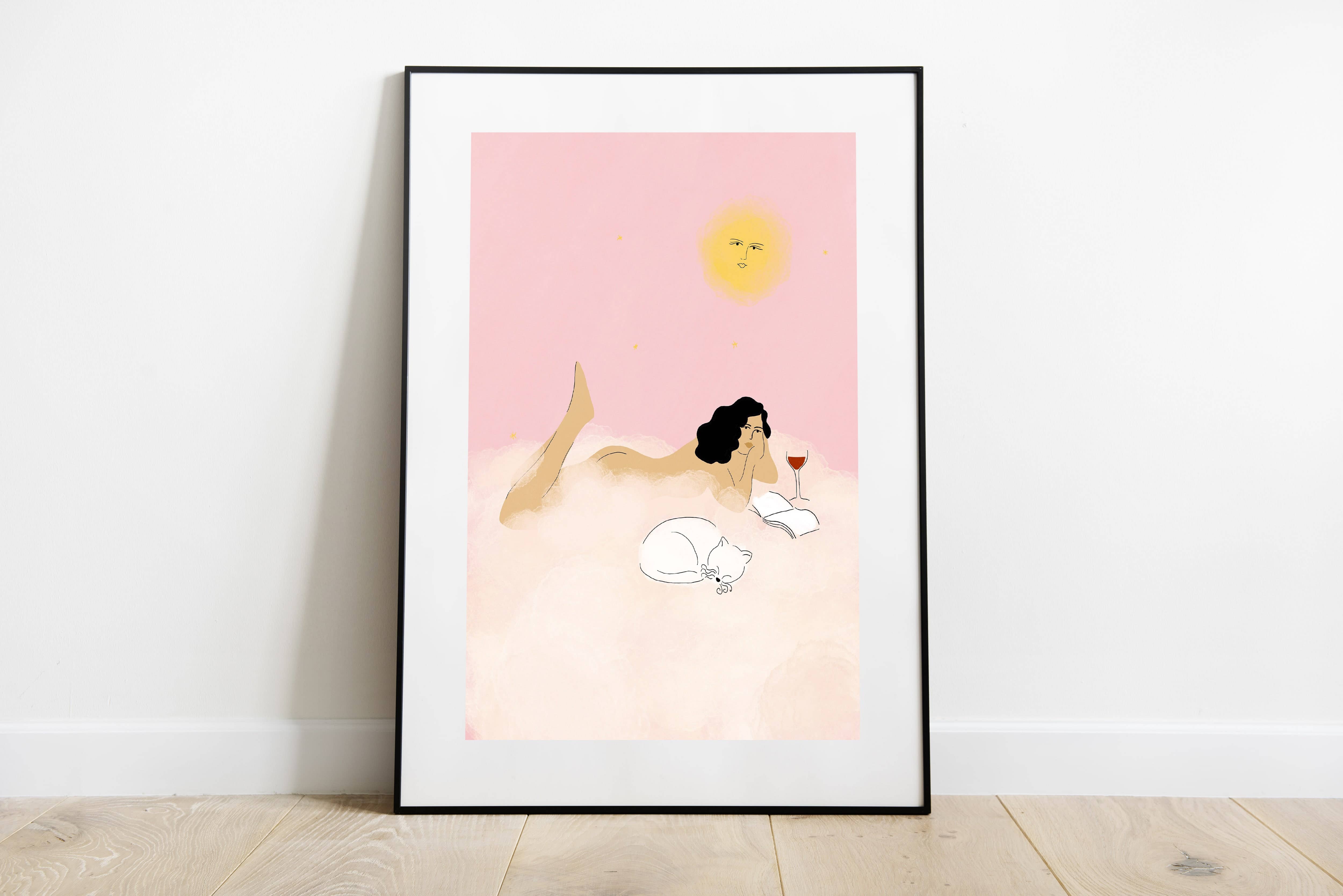 Alja Horvat d.o.o. - Wholesale Art Print - Clouds, Cat and Wine Art Print2