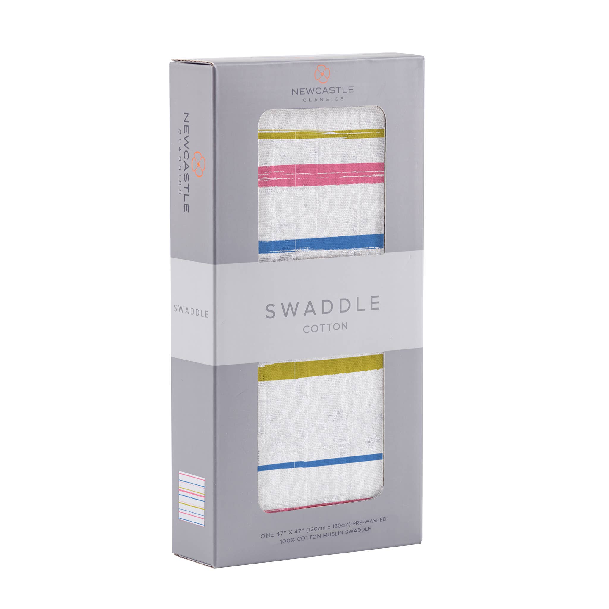 Newcastle Classics - Wholesale Inbakerdoek - Baby - Aquarel streep katoenen swaddle3
