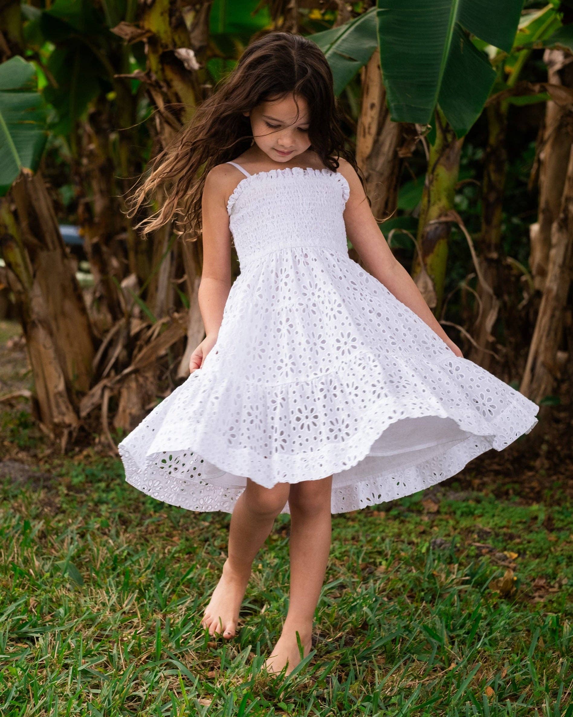 Girls Lila Dress In Fresh White Seaside Eyelet for wholesale on Faire2