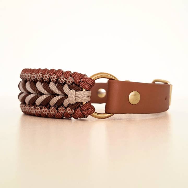 Gevlochten hondenhalsband - Biothane/Paracord - Kameelbruin voor wholesale door Truffe & Flair