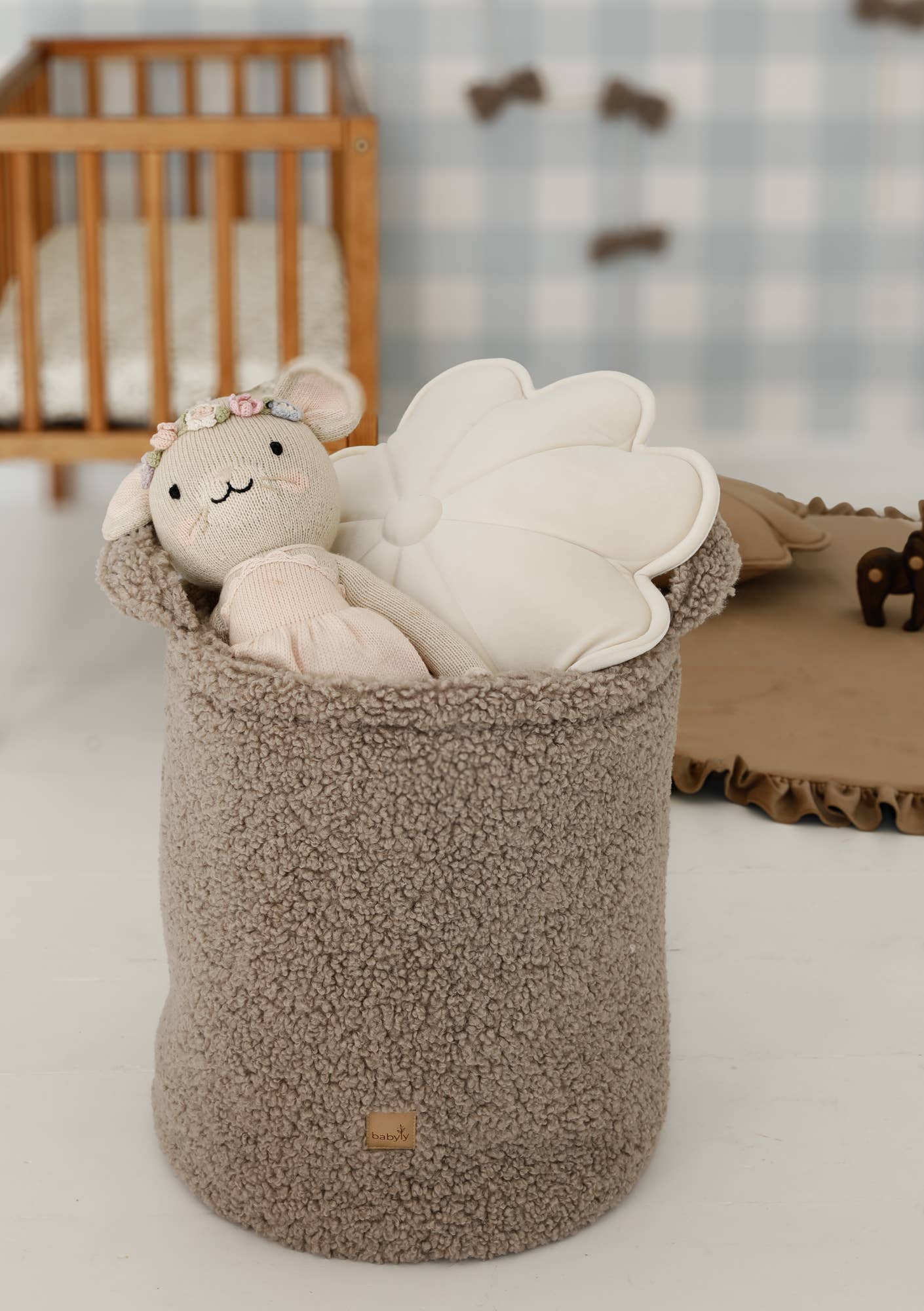 Babyly - Wholesale Toy Storage Box - Kids & Baby - Teddy toys basket/ toys box - 2 colors boucle soft toys box5