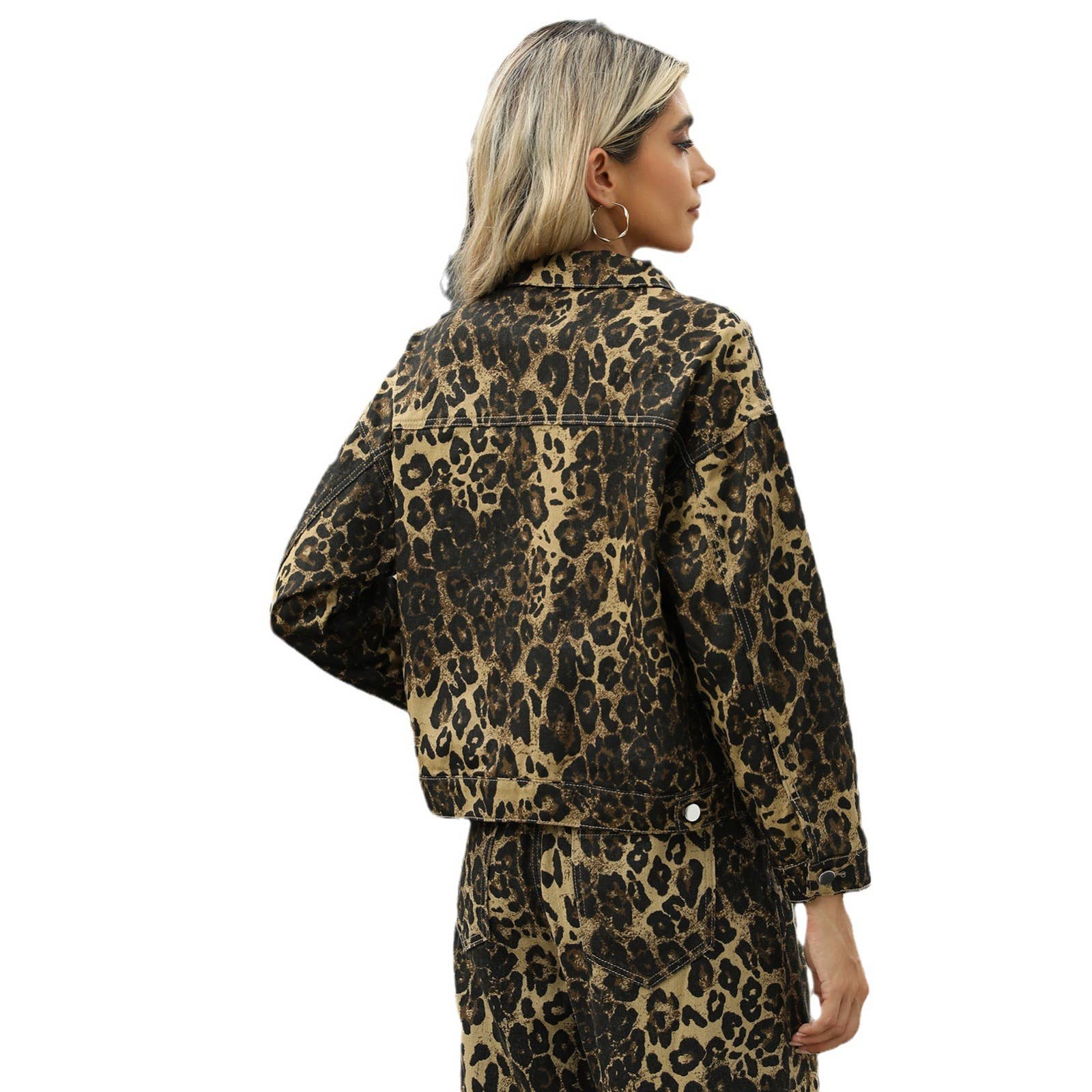 Lily Clothing - Wholesale Denim Jacket - Women's - WASHED FASHION LEOPARD PRINT DENIM JACKET10