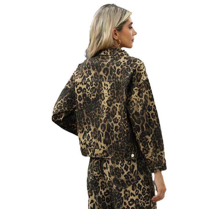Lily Clothing - Wholesale Denim Jacket - Women's - WASHED FASHION LEOPARD PRINT DENIM JACKET10