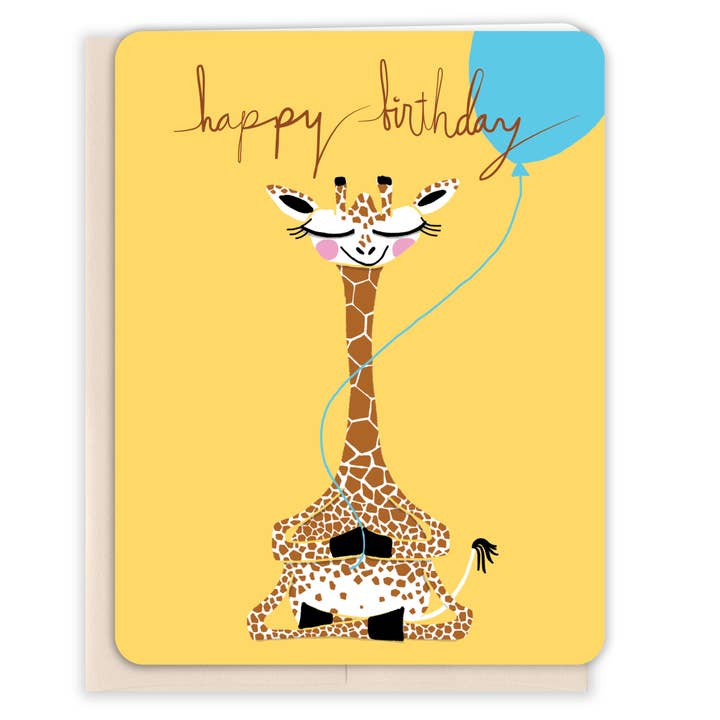 Paper Loop | Hand-Painted Greeting Cards - Wholesale Birthday Card - Yogi Giraffe Birthday Card