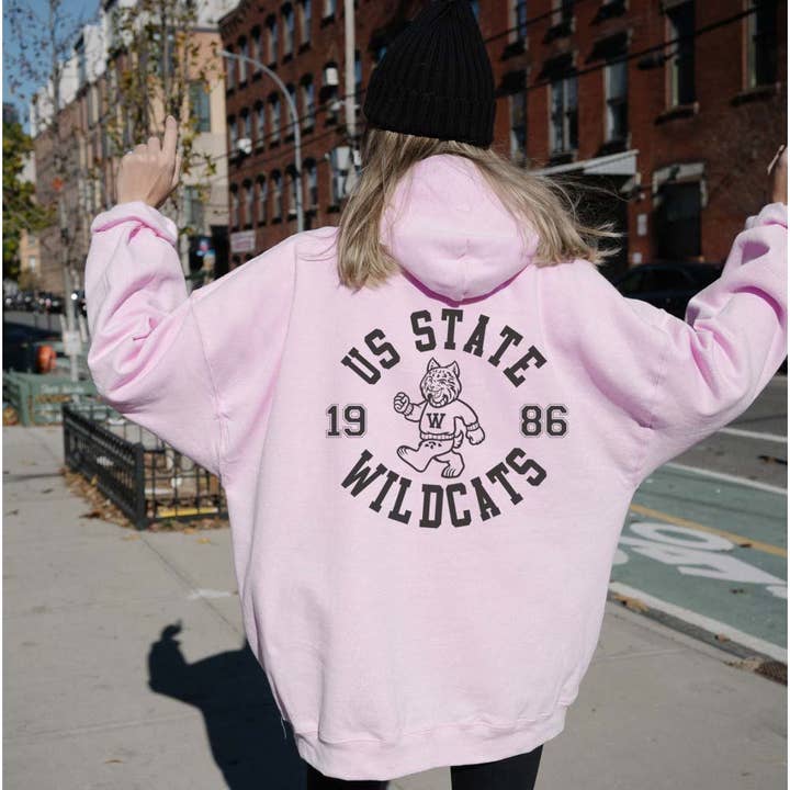 Felpa con cappuccio in pile unisex con grafica US STATE WILDCAT per la vendita all'ingrosso da parte di Shamaim