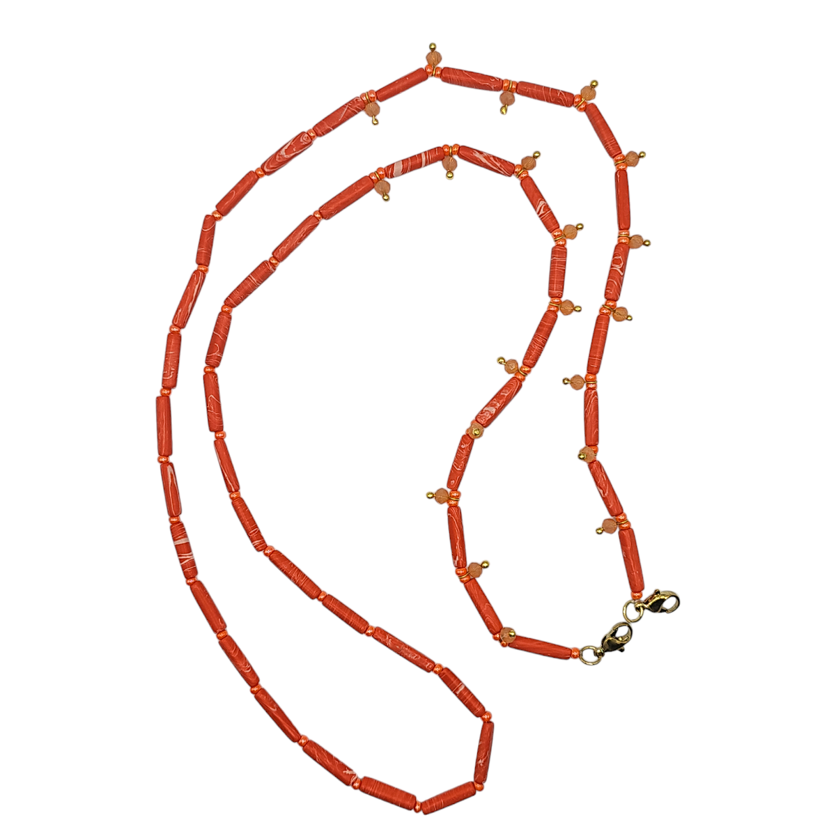 Narratives The Line - Vente Cordon à lunettes de vue / de soleil – femme - Chaîne de lunettes perles corail et breloques en laiton0