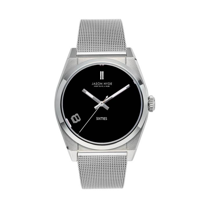 #SIXTY EIGHT | MONTRE 34 MM AVEC CADRAN NOIR ET BRACELET EN RÉSILLE pour la vente par JASON HYDE