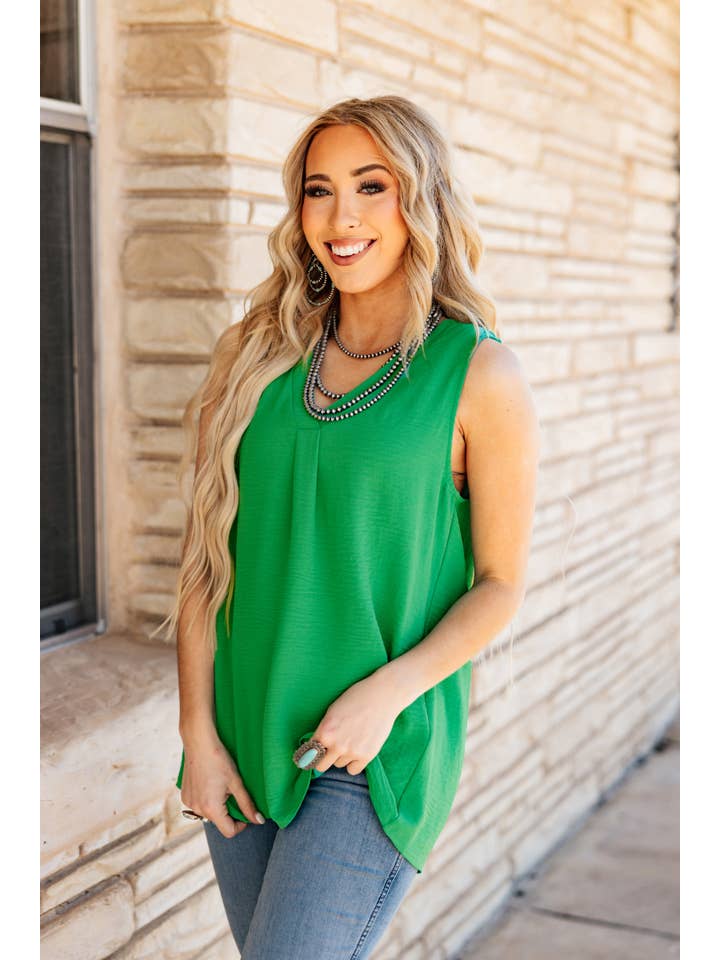 Andrée by Unit - Wholesale Blouse - Women's - Woven Tank Top w/ Delicate Pleat Front Detail