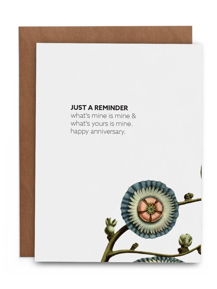 Just A Reminder: What's Mine Is Mine & What's Yours Is Mine. for wholesale by The Lost Art of Stationery