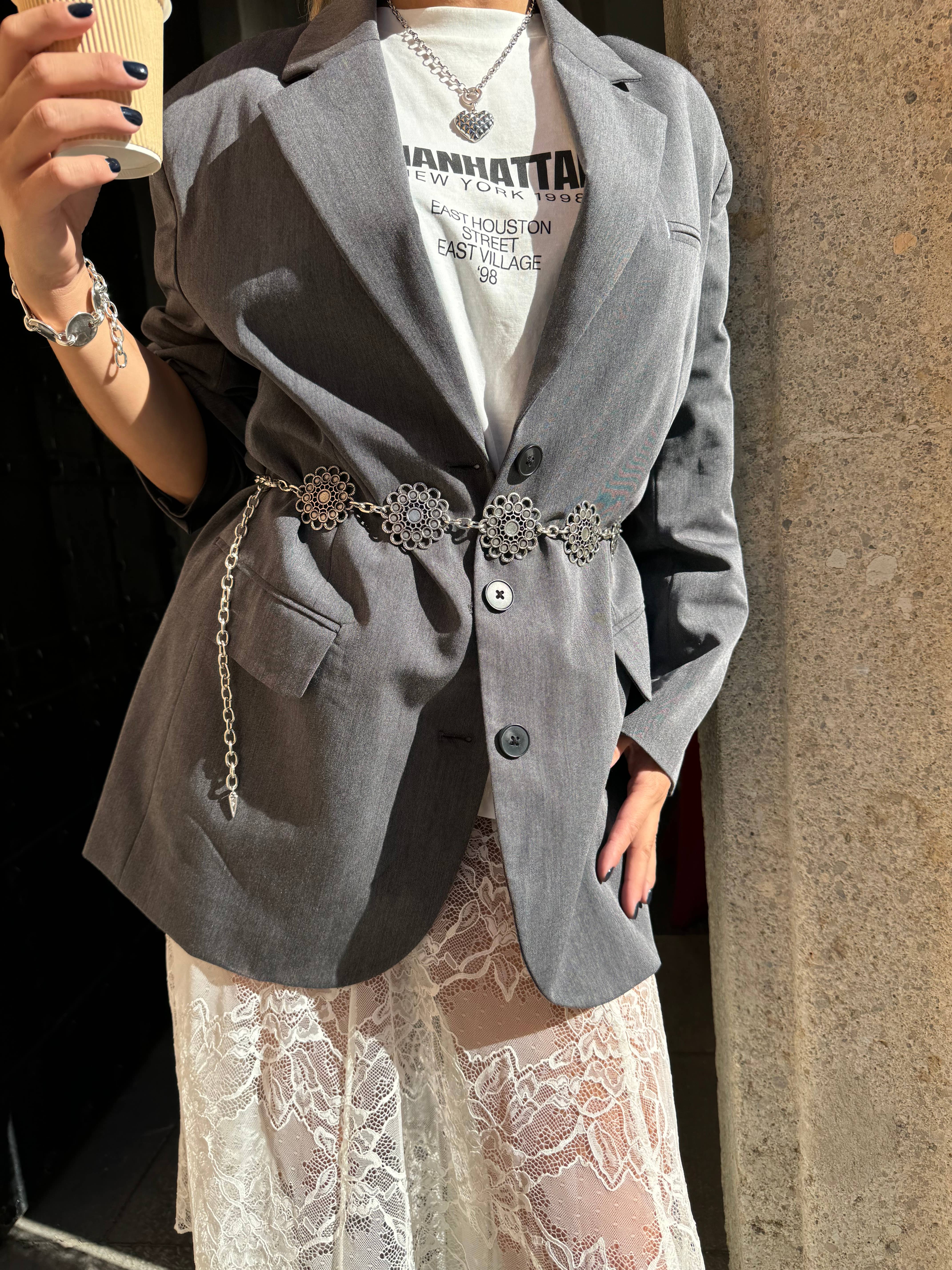 Christina Christi - Wholesale Belt - Women's - Boho Chain Belt, Silver Metal Belt, Silver Chain, Silver1