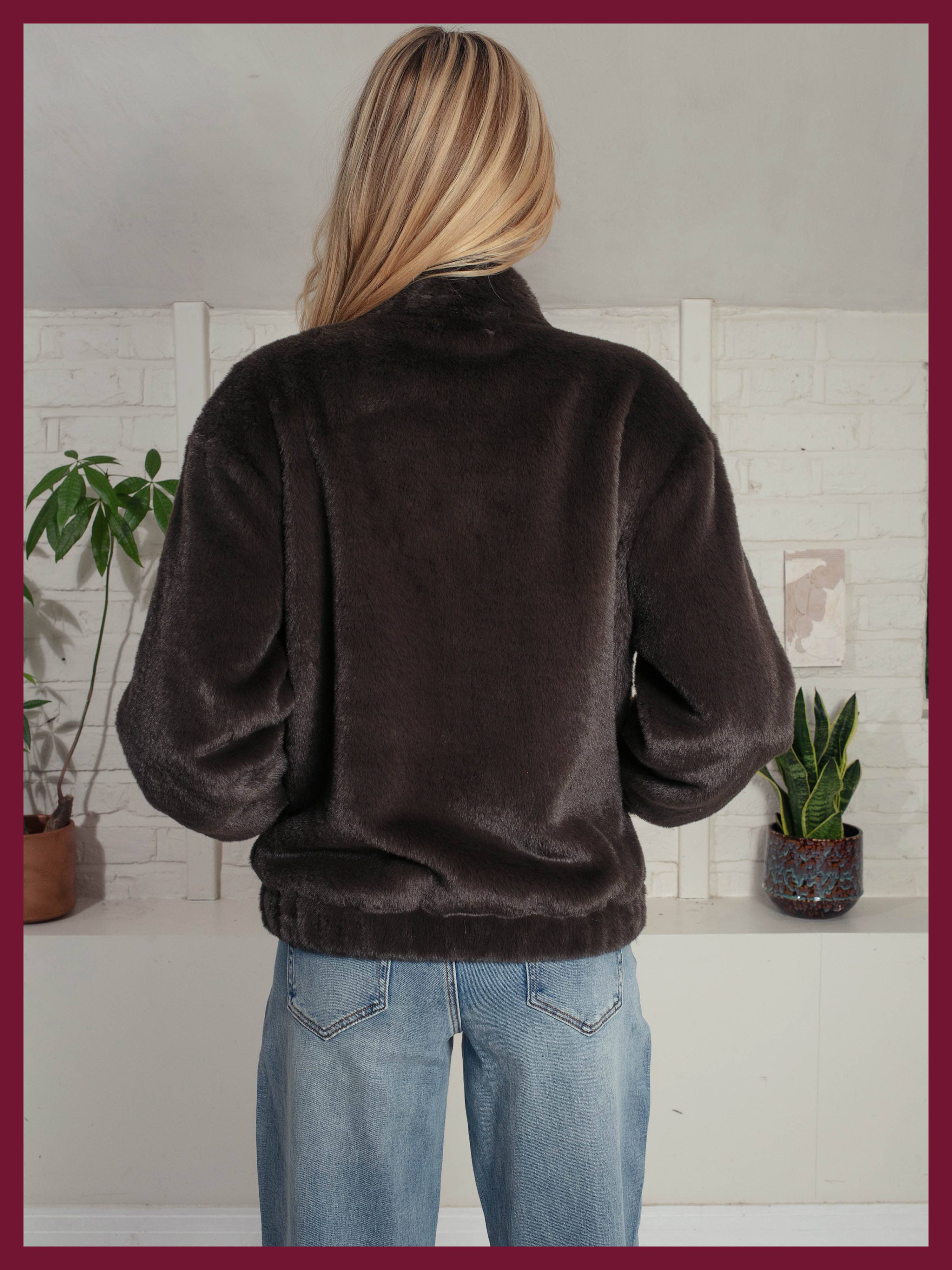 Aubrey Faux Fur Jacket In Khaki for wholesale on Faire2