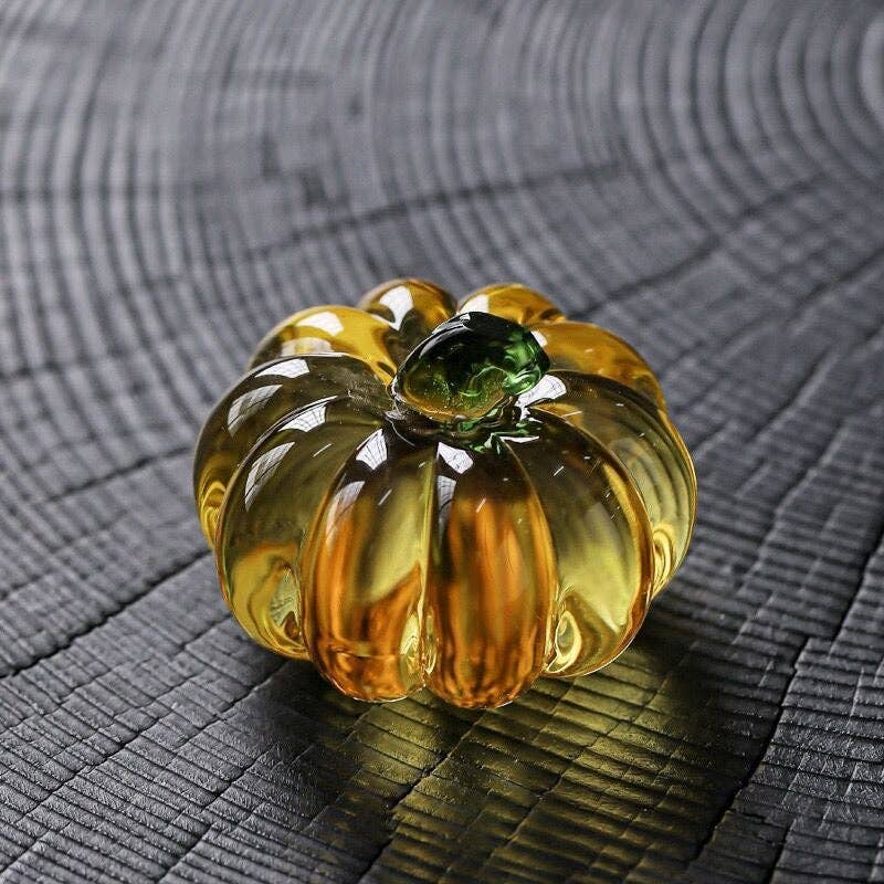 Gohobi （We cover U.S. import duties） - Wholesale Decorative Tabletop Object - Gohobi Pate de Verre Pumpkin Halloween Glass Ornament Teapot Lid Stand Paperweight19
