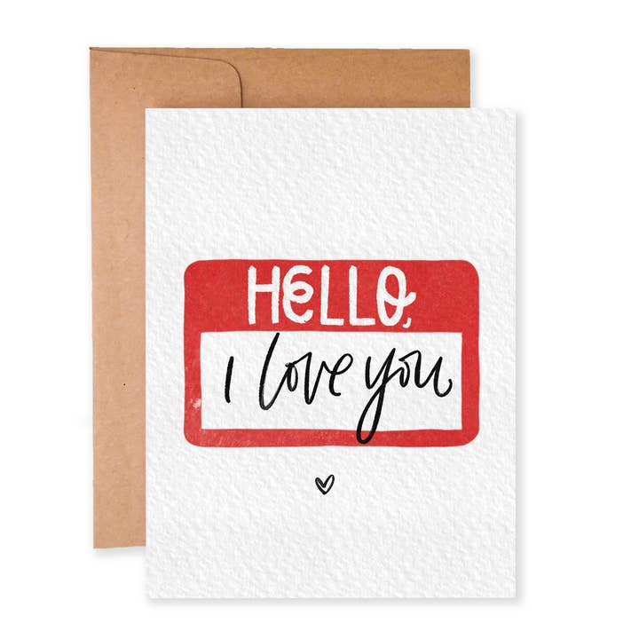 Hola, te quiero | Tarjeta de amor | Tarjeta con etiqueta con nombre para venta al por mayor de Paper Dove Shop