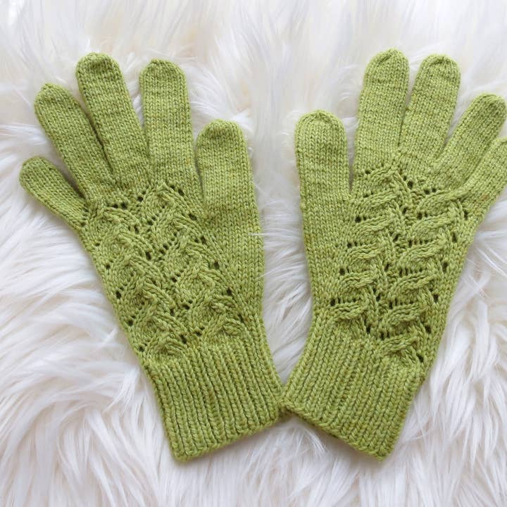 Guantes de punto de encaje de lana merino en verde para regalo de Navidad para venta al por mayor de FairyBabyGifts
