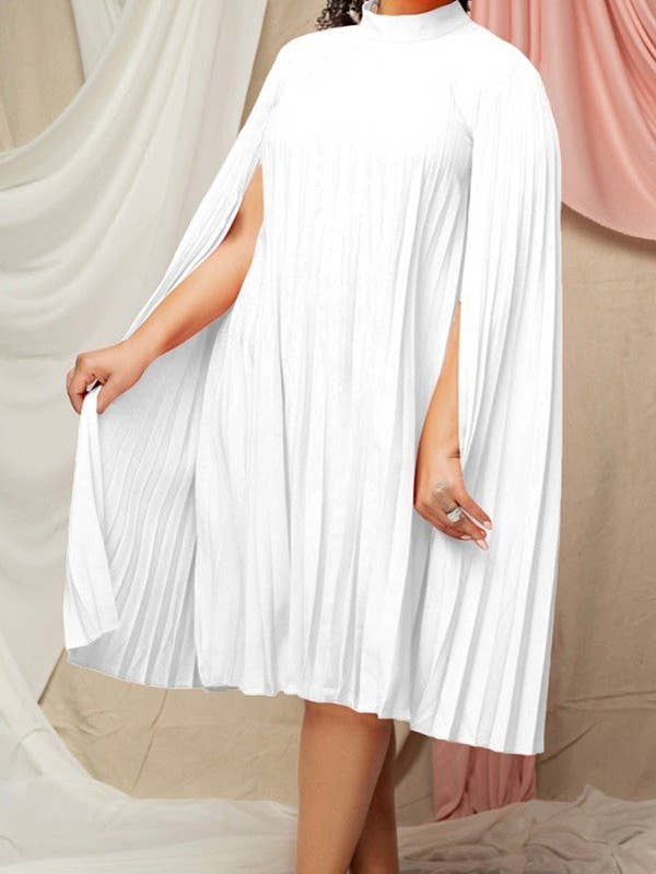 Aria Romance - Vente Robe – femme - Robe trapèze plissée à manches cape
