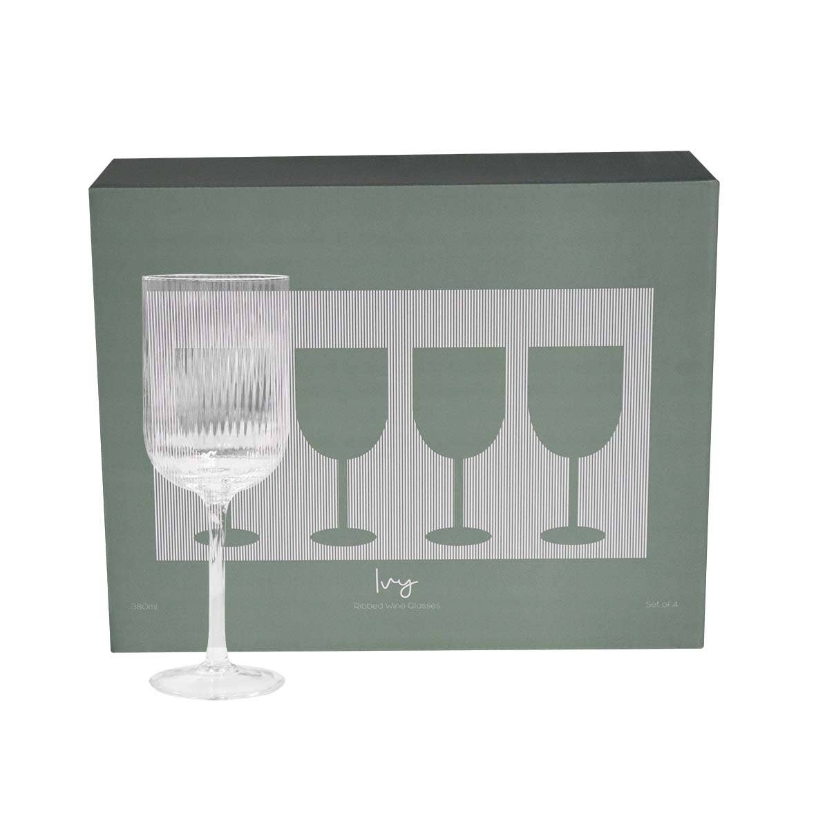 Sage & Cooper - Wholesale Wine Glass - Ivy Ribbed Wine Glass (s4)2