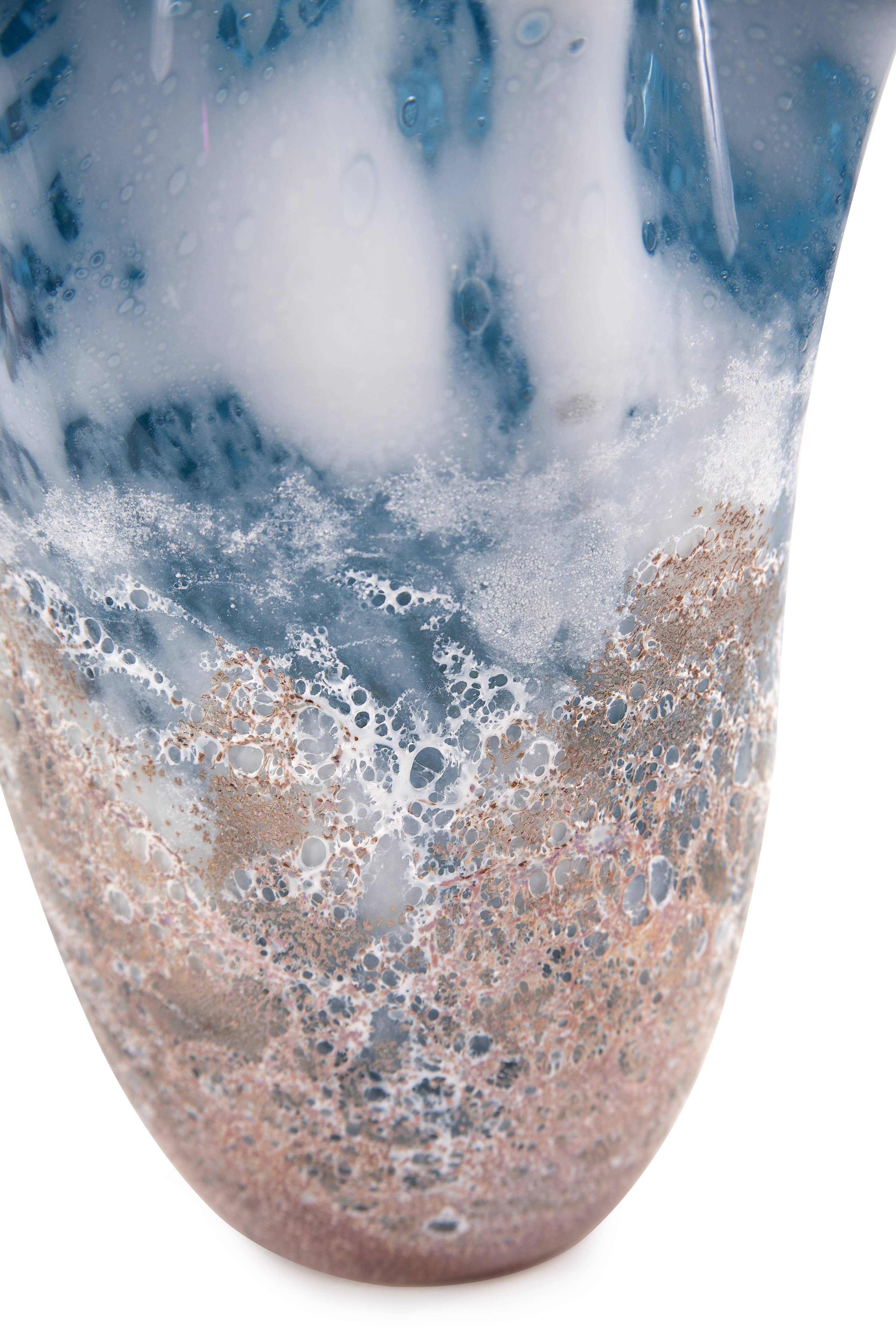 Howard Elliott on Faire - Wholesale Vase - Baltic Blue Ruffled Glass Vase, Small3