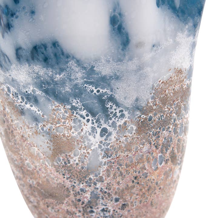 Howard Elliott on Faire - Wholesale Vase - Baltic Blue Ruffled Glass Vase, Small3