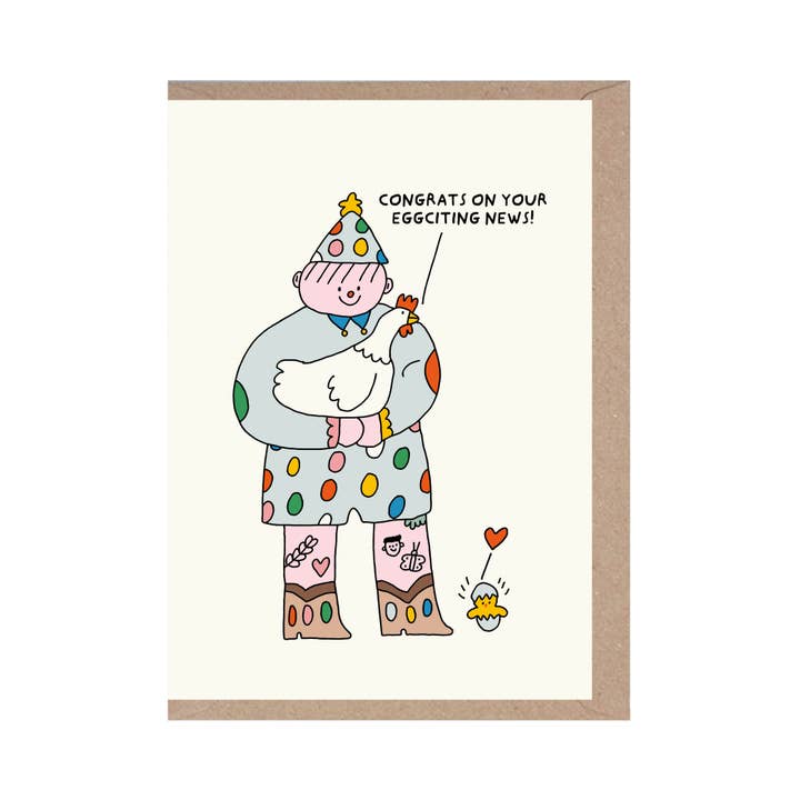 Tillykke med din æggciterende nyhed - Ny babykort - Sød - Sjov for engroshandel hos Rumble Cards