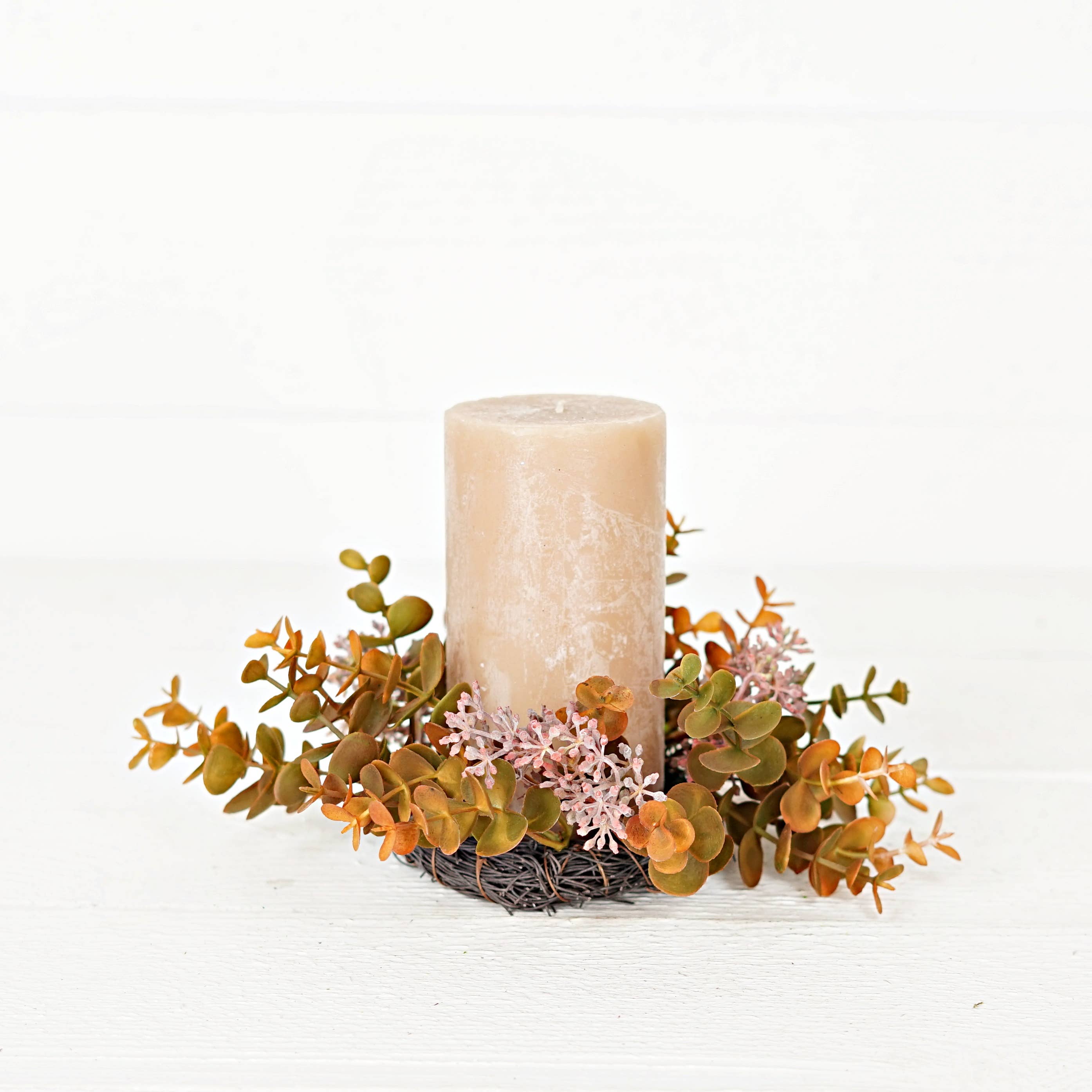 Holiday Depot Inc. - Wholesale Wreath - 530103- 10" (3.5) twig wreath- Fall mix seeded eucalyptus2