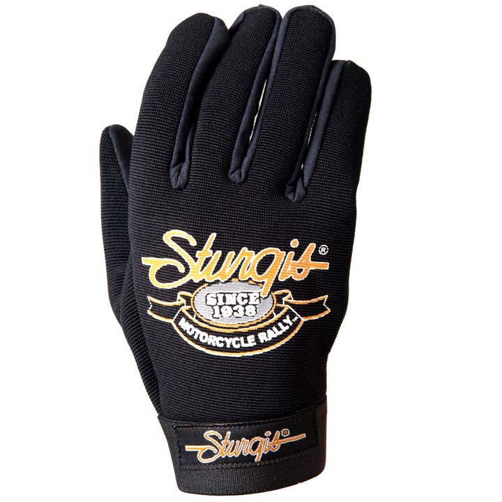 Official Sturgis Motorcycle Rally Mechanics Gloves for wholesale by Hot Leathers
