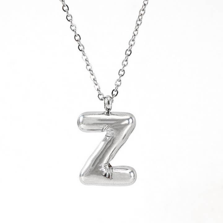 NINEXIS - Wholesale Pendant/Charm Necklace - CWAJE1946_Steel Color Bubble Letter Necklace30