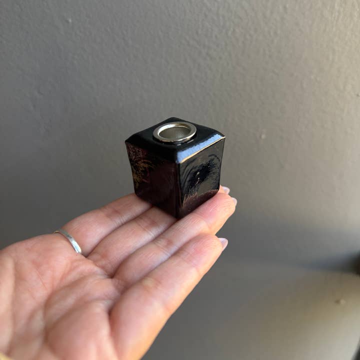 Sapphire & Sage - Wholesale Candle Holder - Black Glass Ritual Candle Holder0