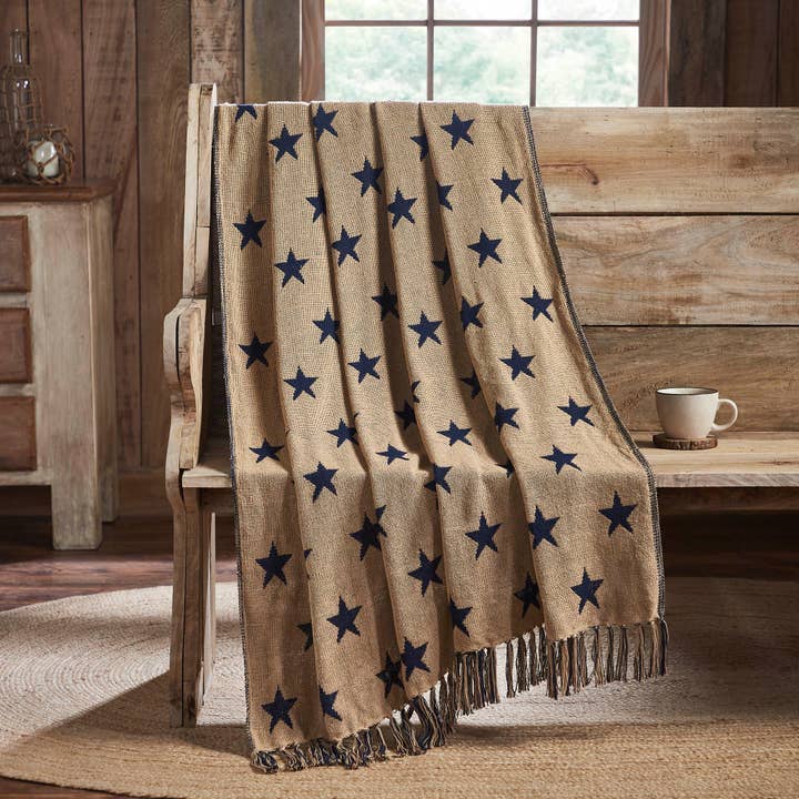 VHC Brands - Wholesale Throw Blanket - My Country Jacquard Stars Woven Throw 50x60